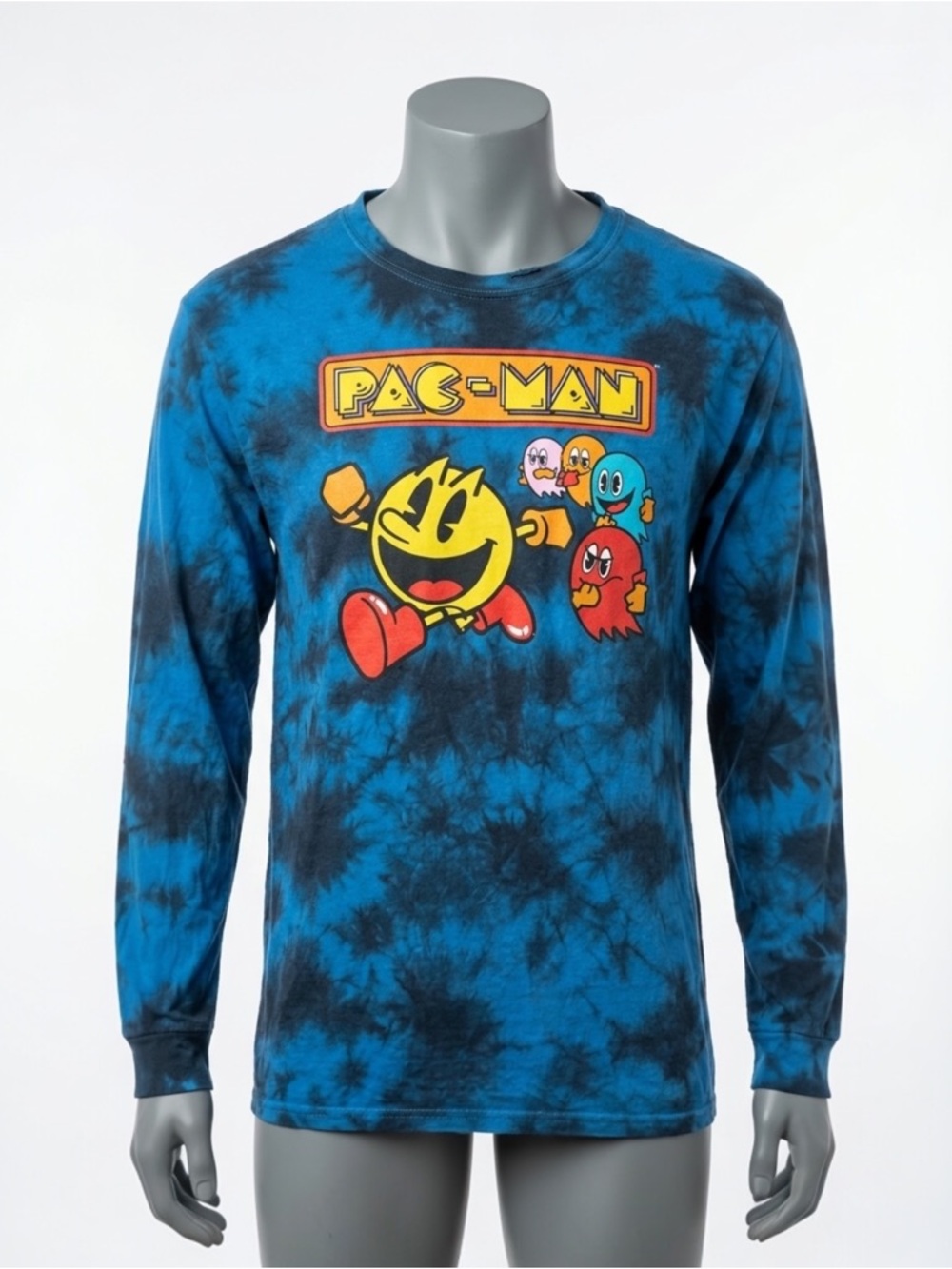 FIFTH SUN PAC MAN TIE DYE LONG SLEEVE RETRO ARCADE GRAPHIC TEE SHIRT MEN SIZE XL